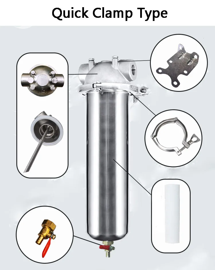 

Household Water Pipe Front Filter SS304 Water Tap Pipe Pre-filter Central Water Purifier DN15/DN20/DN25 with Drain Outlet