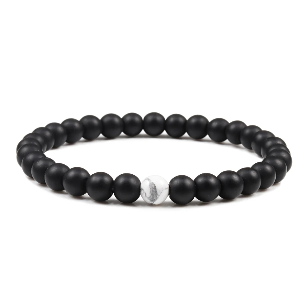 Black scrub 6 Модный браслет с лавовым камнем мужские молитвенные Бусы Будда эластичные браслеты Баланс йога бусины браслет для женщин уникальный подарок драгоценность - Окраска металла: Black scrub 6