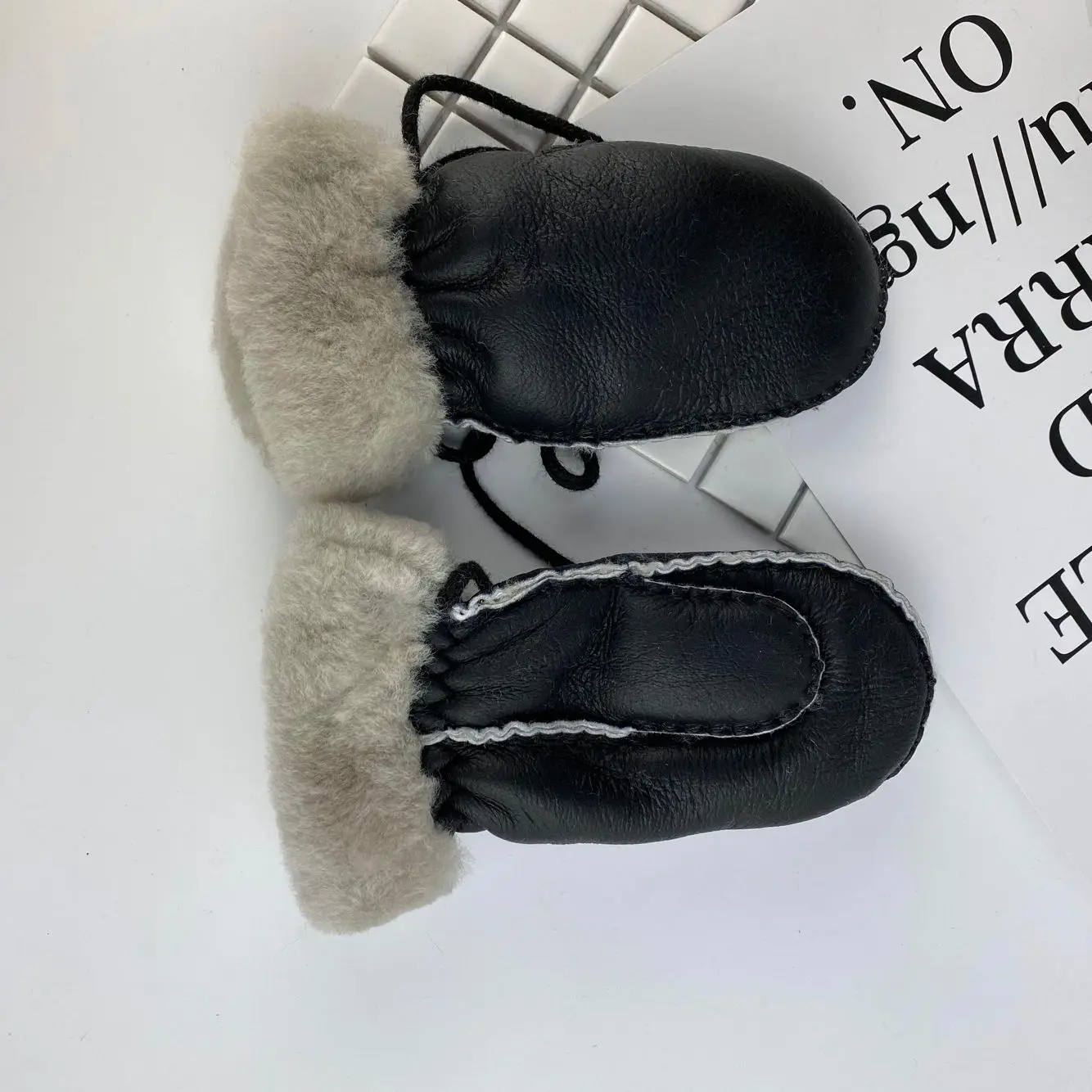 Зимние Дети Девочки Мальчик сплошной цвет натуральная кожа теплый