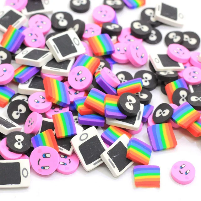 20 г Мини Радуга мультфильм смайлик Fimo Полимерная глина брызги для рукоделия МОДЕЛИРОВАНИЕ телефон глина ломтик DIY Изготовление телефона Декор - Цвет: mix randomly