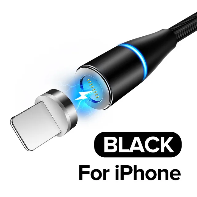 GETIHU 5A Магнитный USB кабель для зарядного устройства type-C для huawei P30 P20 Pro mate 20 10 Honor 20 Магнитный type-C шнур для быстрой зарядки телефона - Цвет: For iPhone Black