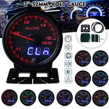 Eluto-Medidor de voltaje Universal pantalla LED de 10-15V, 2 '', 52mm, 10 colores, lecturas analógicas y digitales, 12V, medidor de voltios para coche con soporte
