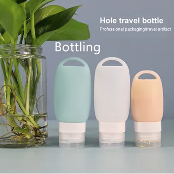 

Creative Perforated Bottling Small Portable And Hangable Travel Plastic Bottle Flip Cover Silicone Travel Bottle