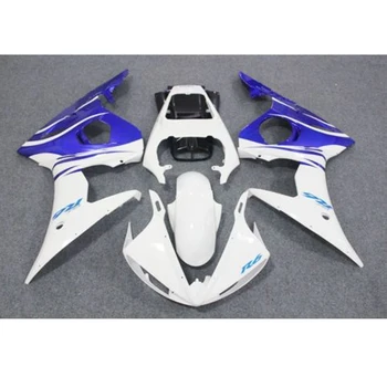 

YZFR6 White w/ Blue Complete Bodywork Fairing Kit for 2003-2005 Yamaha R6 Yzf R6 R600 YZF-R6 2004 03-05