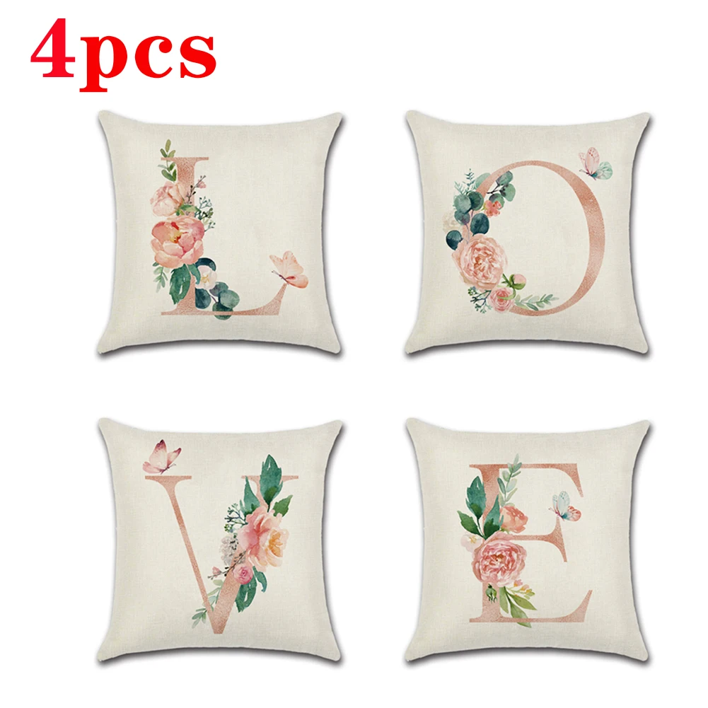4Pcs Pillow Set cushion cover Printing Linen Cushion car sofa throw pillows pillowcase home decorative living