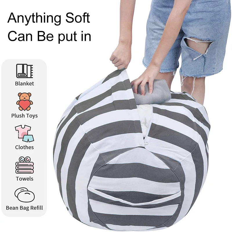 Large Capacity Animal Toys Storage Bean Bag Plush Toy Basket