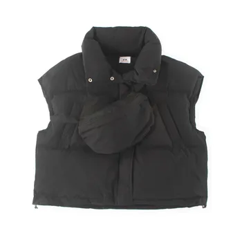 

2019 Winter New Japanese Youth Popular Loose Collar Vest Fashion Casual Solid Color To Send Package Cotton Coat Black M-2XL