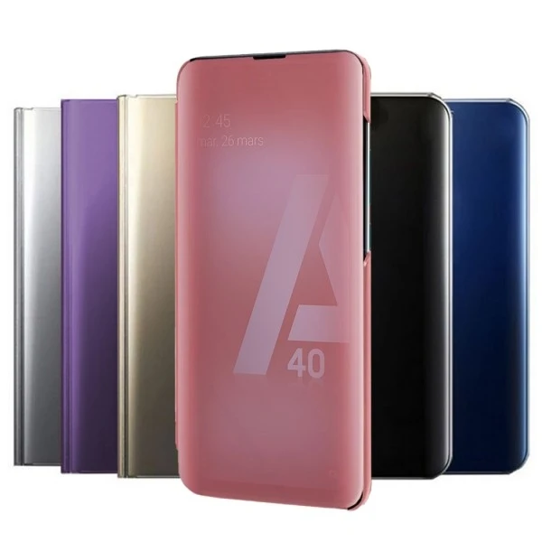 Custodia Flip Per Samsung Galaxy A 40 Clear View Stand-6 Colori
