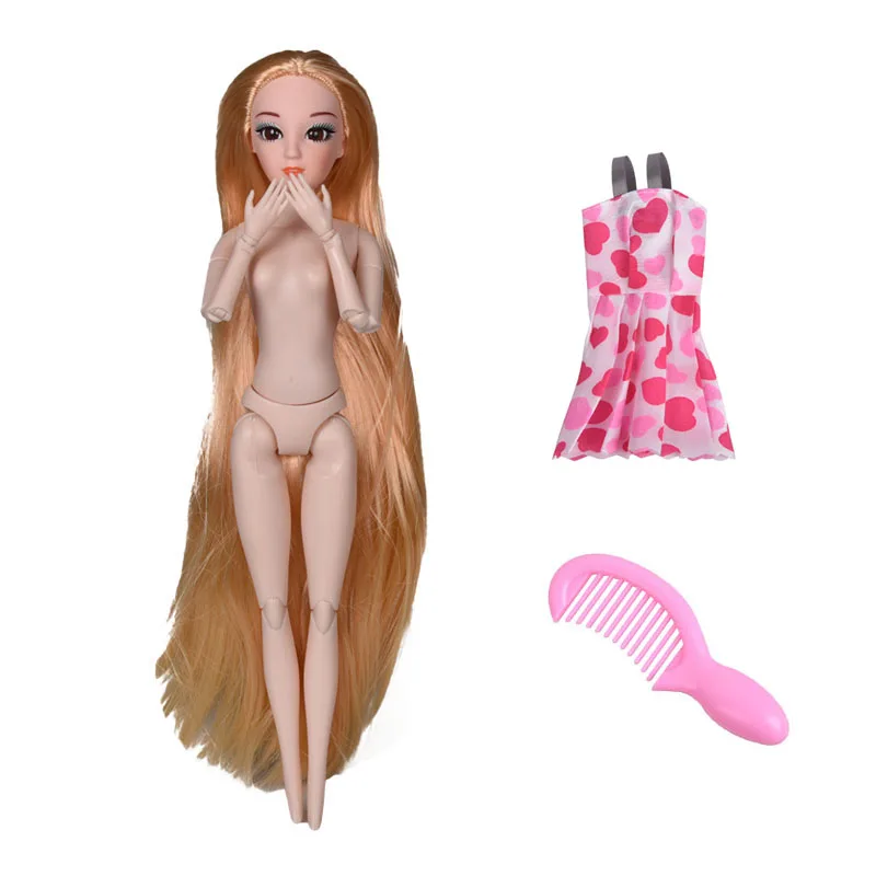 B Куклы игрушки для детей brinquedo menina princesas волосы для 20 активных суставов 3D глаз DIY 30 см тело мода девушка подарок - Цвет: B