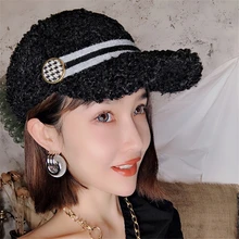 Для женщин, шапка с мехом; Новинка; зимняя теплая Бейсбол шапки наружные козырьки поярок шляпа взрослый женский Повседневное модная одежда для девочек черные толстые шляпы