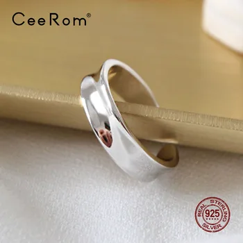 

CeeRom Minimalist Open Adjustable Ring 925 Sterling Silver Rings for Women Finger Ring Fine Jewelry Anillos Mujer