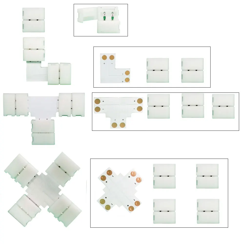 5PCS 10mm L / T / X Shape Connector 2/3/4/5PIN Free Soldering  For Led Strip Light WS2811 WS2812b WS2813 WS2815 RGB RGBW RGBWW