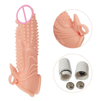 Stretchable Double Penis Vibrator Sleeve Imitating Penis Enlargement Sex Toys for Men Condoms Male Cock Extender Dildo Enhancer 6