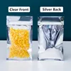 Flat Bottom Clear Front Aluminum Foil Zipper Bag Plastic Resealable Candy Snack Sugar Powder Spice Coffee Beans Storage Pouches 2