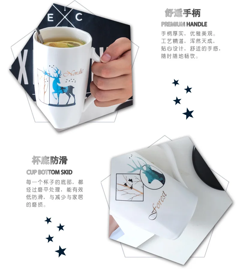 Mylifeюнит креативные керамические кружки с оленем из Сики с ручкой животный узор чайная кофейная кружка чашка персонализированные офисные простые кружки
