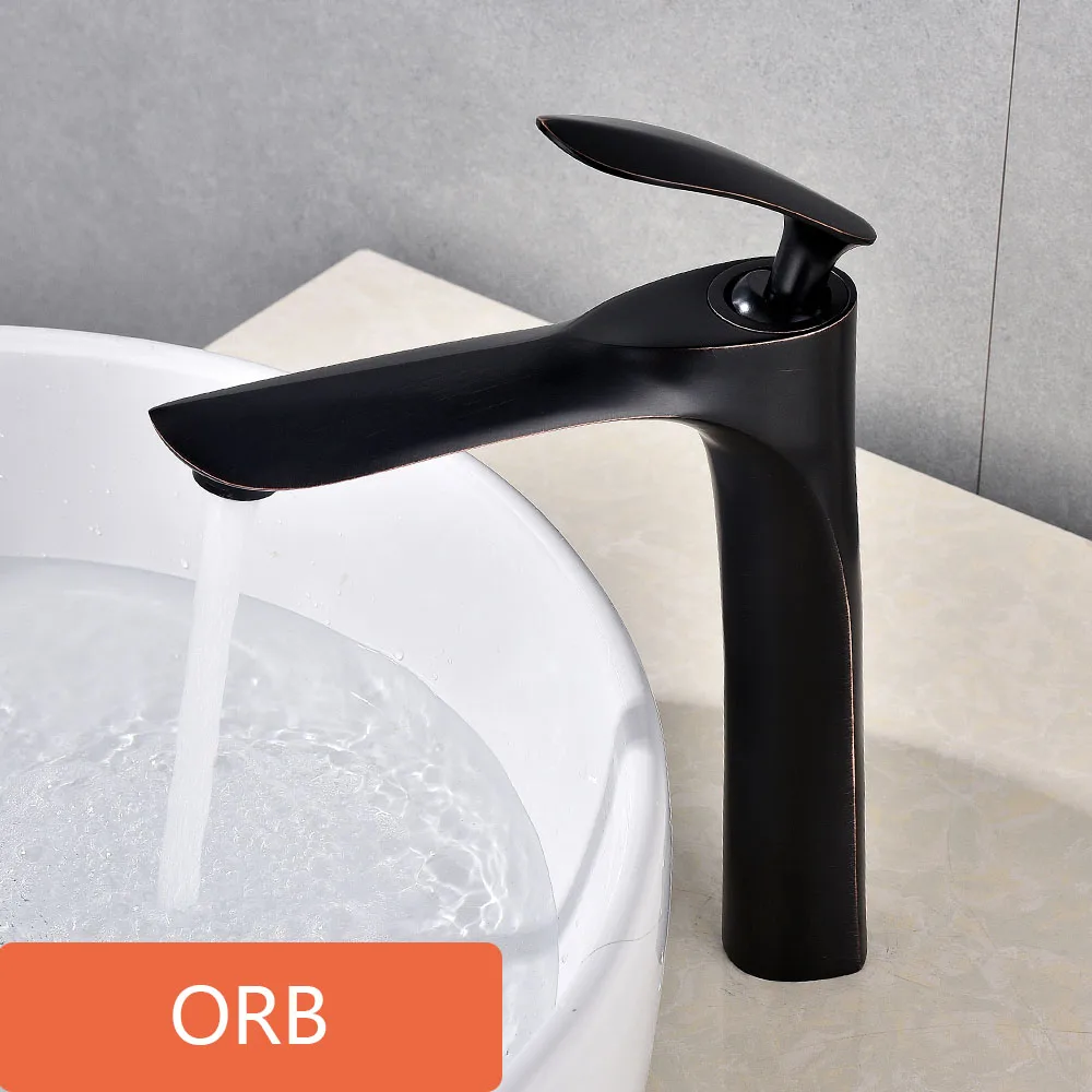 ORB Смеситель для ванной комнаты, современный кран для раковины, латунный смеситель, кран на одно отверстие, кран для горячей и холодной воды - Цвет: ORB