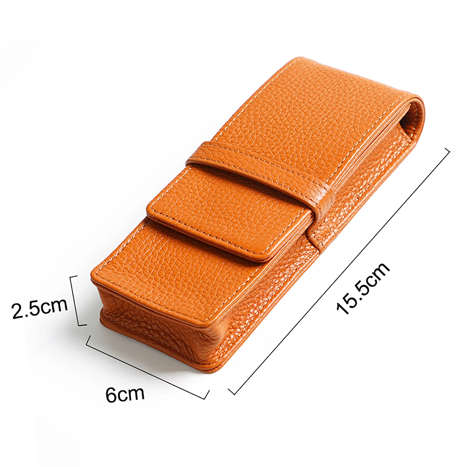 Moterm Genuine Leather Flap Pen Bag with Magnetic Attraction for Three Pens Pebbled Grain Pencil Case Stationary Pen Pouch 2