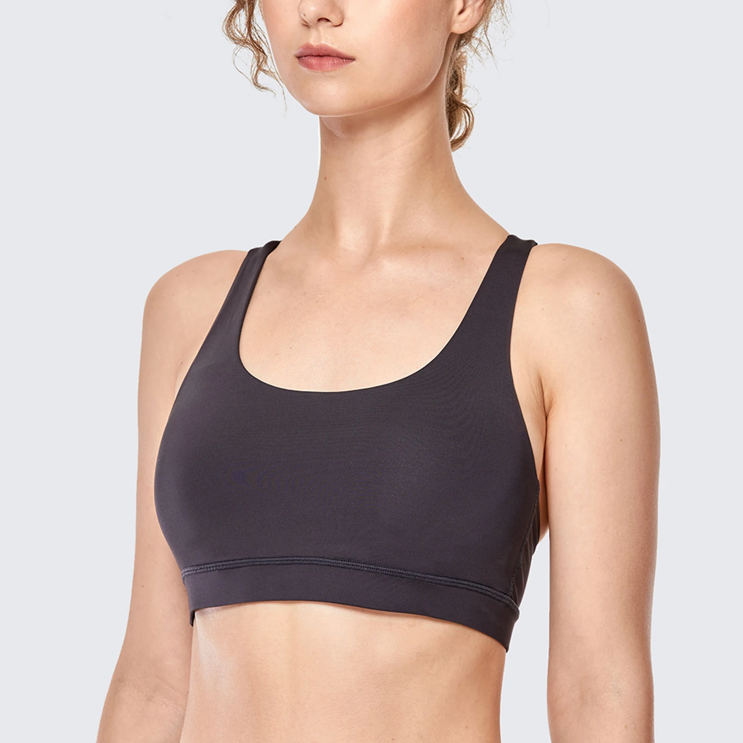 Dark Grey06 SYROKAN женский спортивный бюстгальтер без косточек с бретельками на спине - Цвет: Dark Grey06