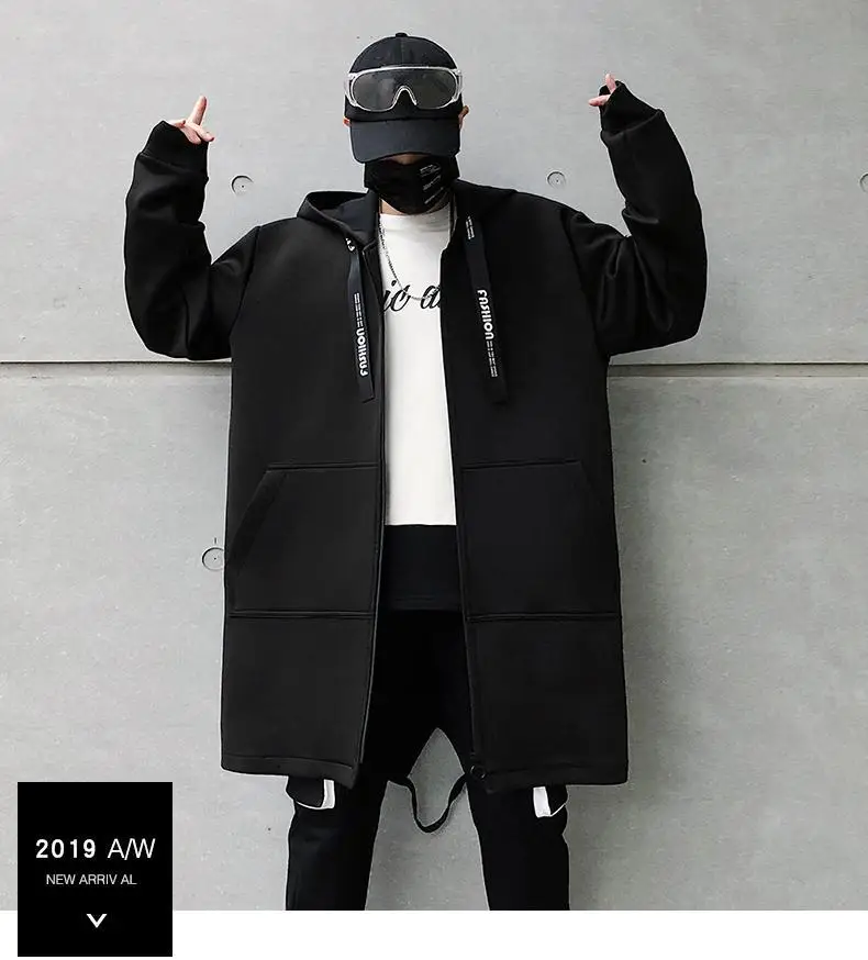 Mooregwood/Новинка; модные повседневные куртки с капюшоном; Мужская Уличная одежда в стиле хип-хоп; длинный плащ; Мужская ветровка высокого качества; casacas hombre