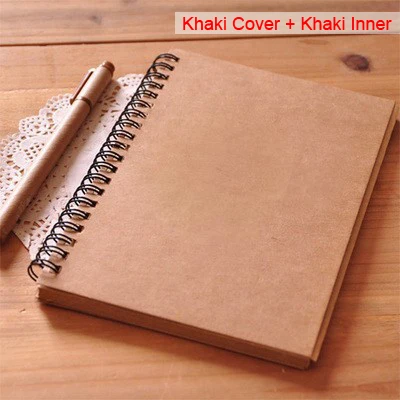 Khaki-Khaki Inner Блокнот для рисования, блокнот для рисования, черный блокнот, подарочные бумажные принадлежности, граффити, Офисная мягкая обложка, блокнот для рисования, дневник, школьный - Цвет: Khaki-Khaki Inner