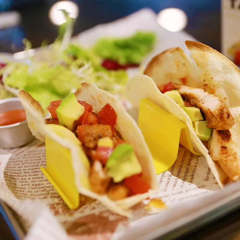 VISMOORE Taco Holder Stand Set of 6 - Taco Truck Tray Style Rack Holds Up to 4 Tacos Each, PP Health Material Very Hard and Stur