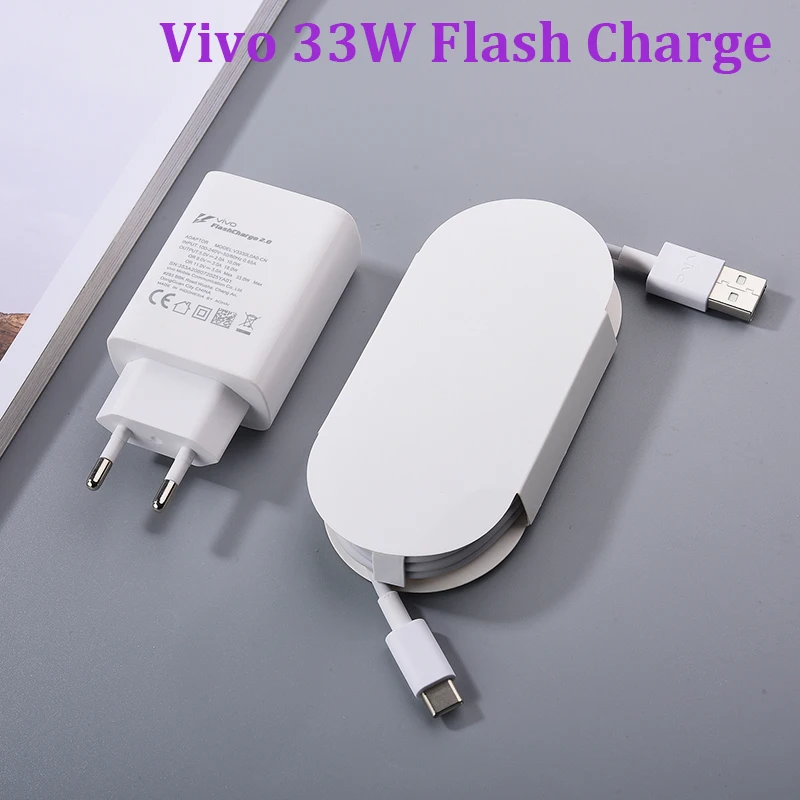 Vivo Оригинальное быстрое зарядное устройство 33 Вт EU Flash Charge для VIVO X70 X30 X60 X50 Pro S9E iQOO