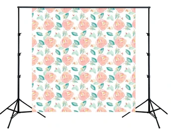 

pink floral green leaves baby shower Backdrop birthday party wall decor Photo background for kids newborn portrait studio SM-428