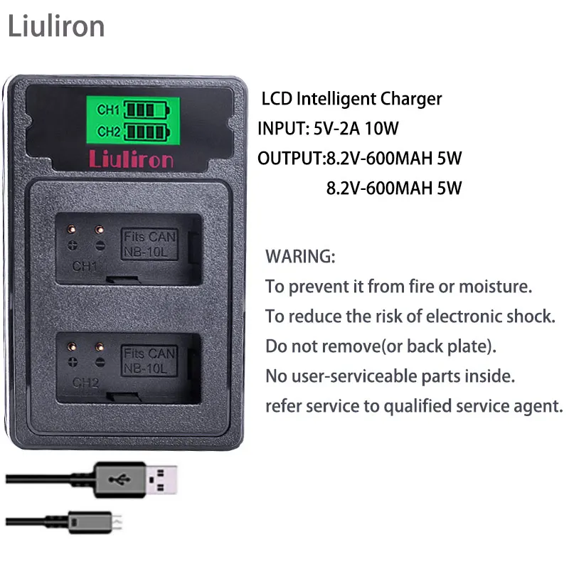 charger only 2x высокое качество NB-10L NB10L NB 10L Батарея+ двойной Зарядное устройство набор для Canon G15 G1X G16 SX50 SX40 G3X SX40HS SX50HS SX60HS камера - Цвет: charger only