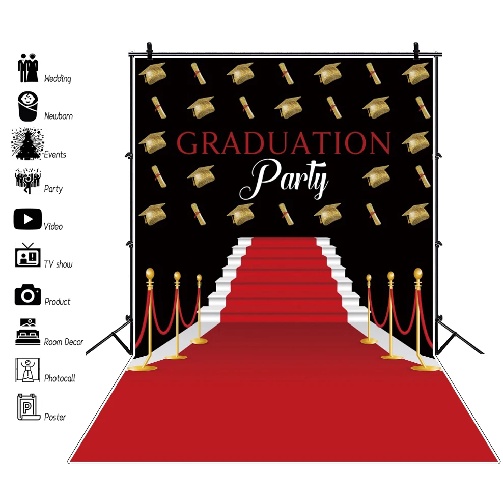 Laeacco Graduation Party Stage Photo Backdrops Photophone For Students Portrait Red Carpet Photographyic Backgrounds Studio | Электроника