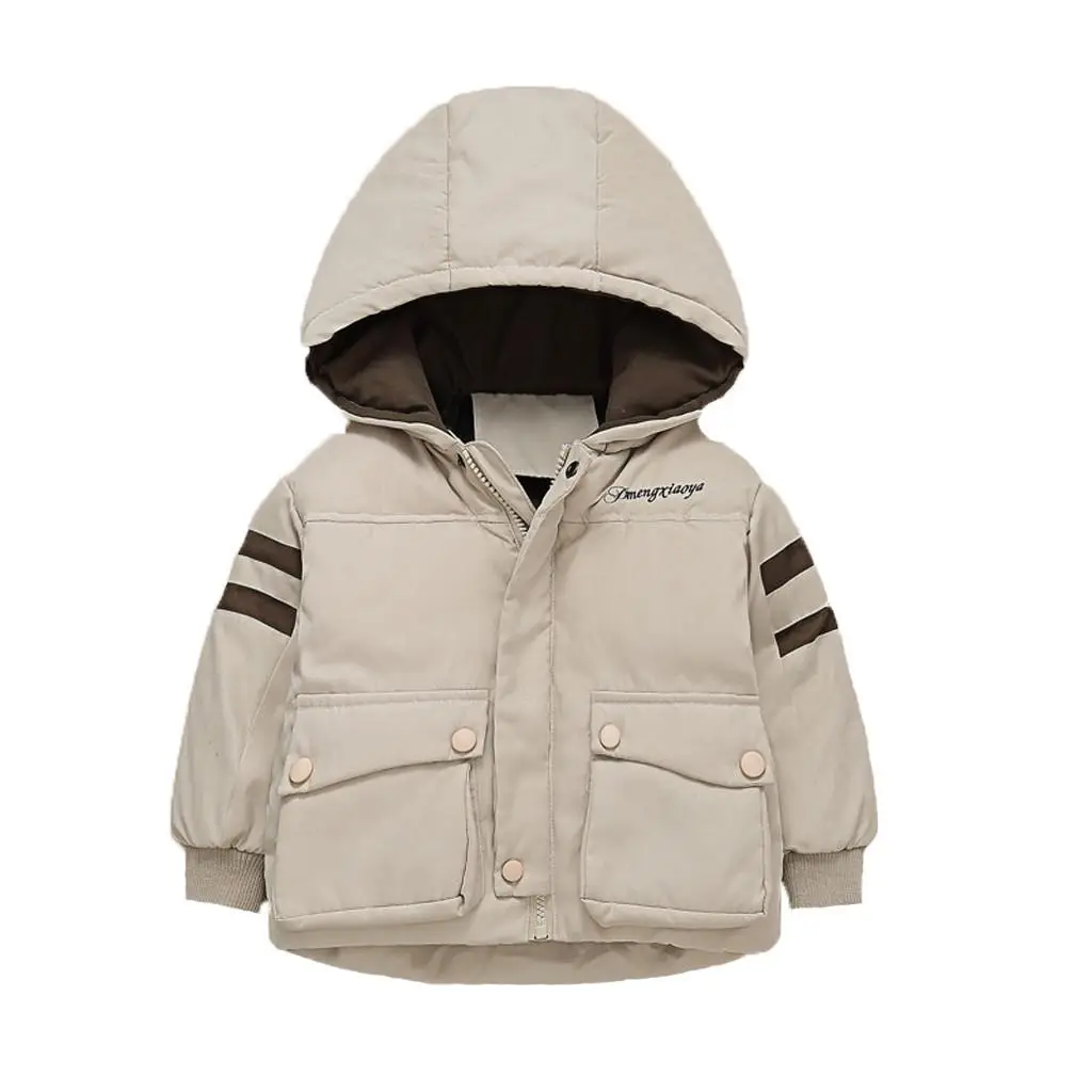 Warm Winter Down Jackets For Girls Letter Cartoon Print Snowsuit For Baby Jackets Kids Hooded Outerwear Coat Kids Clothes - Color: BG