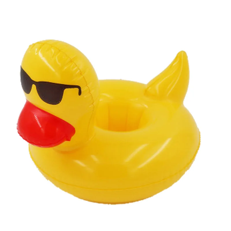 Duck 24x22x22cm Надувной мини-держатель для воды для бассейна, поплавок для напитков, пляжные игрушки для фестиваля, вечерние плавающие единороги, фламинго - Цвет: Duck 24x22x22cm