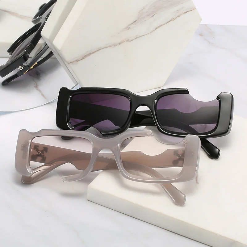 Sept Rectangular Notch Personality Sunglasses Europe And The United States Do Strange Sunglasses Funny Square Sunglasses Girl