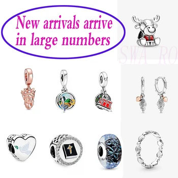 

2020 New S925 Moose Maple Leaf Statue Of Liberty Dangle Beach Parrot Dangle Charm Diy Suitable For Women Original 1:1 Jewelry