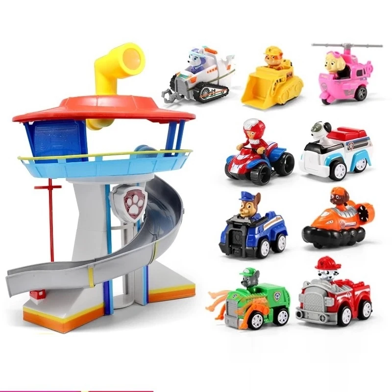Все paw patrol автобус смотровая башня с музыкальными фигурками patrulla canina paw patrol игрушки для детей рождественские подарки