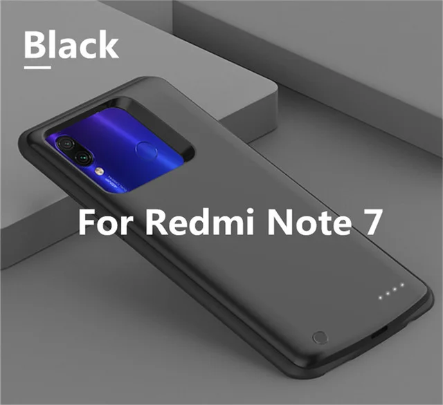 KQJYS 6500 мАч запасное зарядное устройство для Xiaomi Redmi Note 7 Pro Чехол для зарядного устройства для Redmi Note 7 Чехол для внешнего аккумулятора - Цвет: Black For Note 7