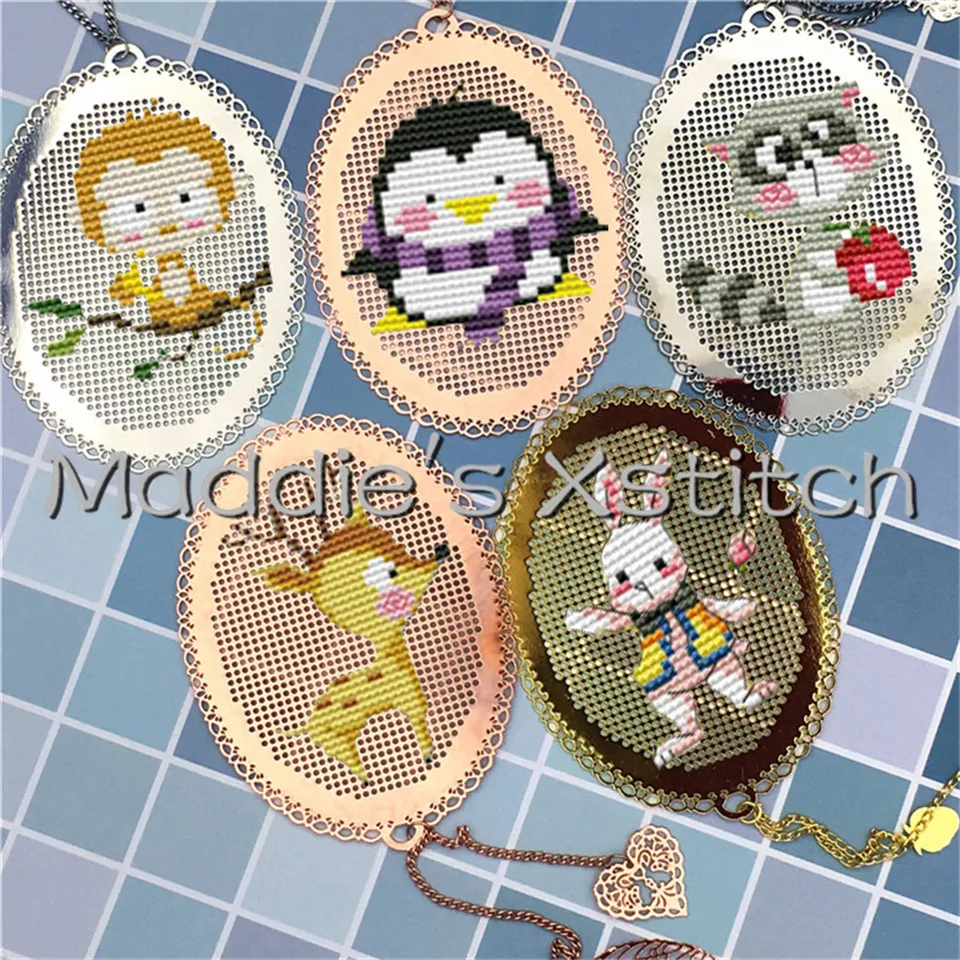 JS047 052 New Style Cute Gift Metal Bookmark Cross Stitch Kit Cotton