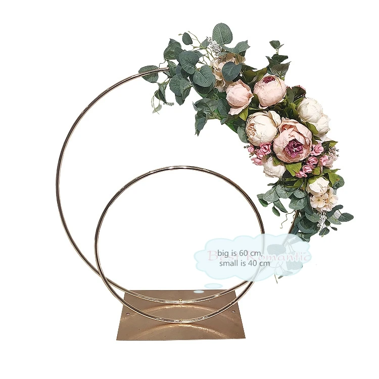 Flower Rack Floral Stand Wedding Table Arch Garlands With Double Circles flower stand iron holder m