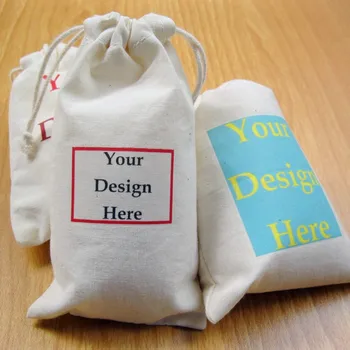 

10pcs Custom Muslin Bags | Logo Printed Jewelry Bags | Personalized Wedding Favor Bags