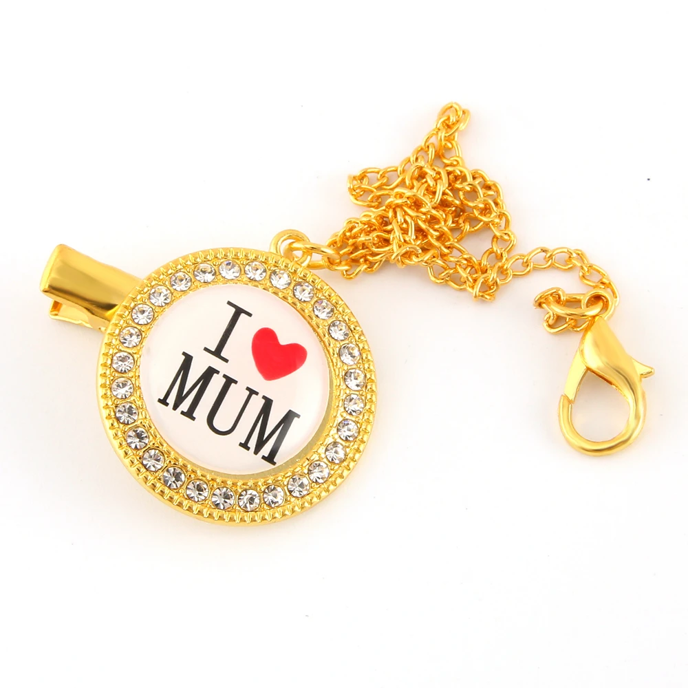Handmade Bling Bling Pacifier Clip Pacifier Chain Holder Dummy Clip Metal Chain For Infant Baby Feeding