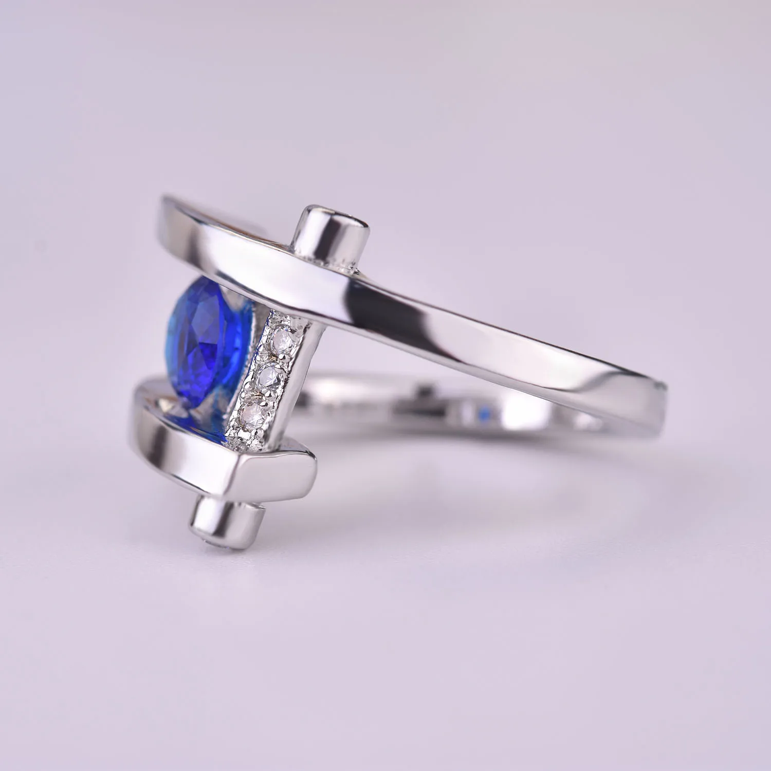 Креативное современное серебряное женское кольцо в европейском и американском стиле с объемным синим фианитом, Модные Свадебные обручальные кольца