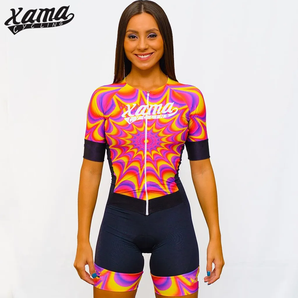 Xama-ciclismo brasil manga curta bicicleta macacão roupas com frete grátis roupa feminina