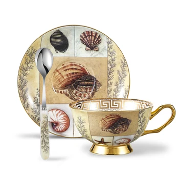 

Panbado European Style Bone China Porcelain 200ML Coffee Cup High Grade Tea Cup Kitchen Wedding Gift Set with Saucer&Spoon