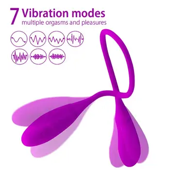 Rechargeable Dual Vibrator 7 Speeds Double Head Jump Egg Bullet Dildo Vibrator Anal Butt Plug Adult Sex Toy For Couple Men Women 3