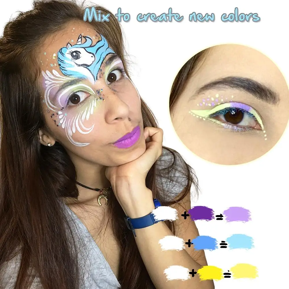 5 Pcs Face Paint Stencils 40 SPlit Cake Face Paints Unicorn Face