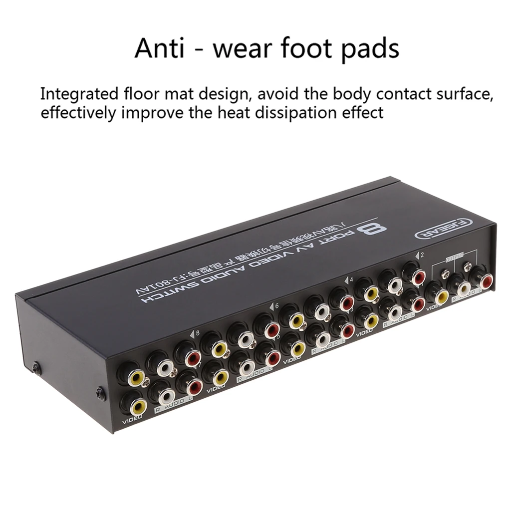8-Way AV Switch RCA Switcher 8 in 1 out Composite Video L/R Selector Box for DVD STB Game Consoles Random Color av switch