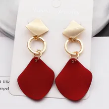 Nueva moda pendientes de declaración verde blanco rojo Pendientes de gota geométricos para las mujeres Punk pendiente de Metal joyería de moda elegante