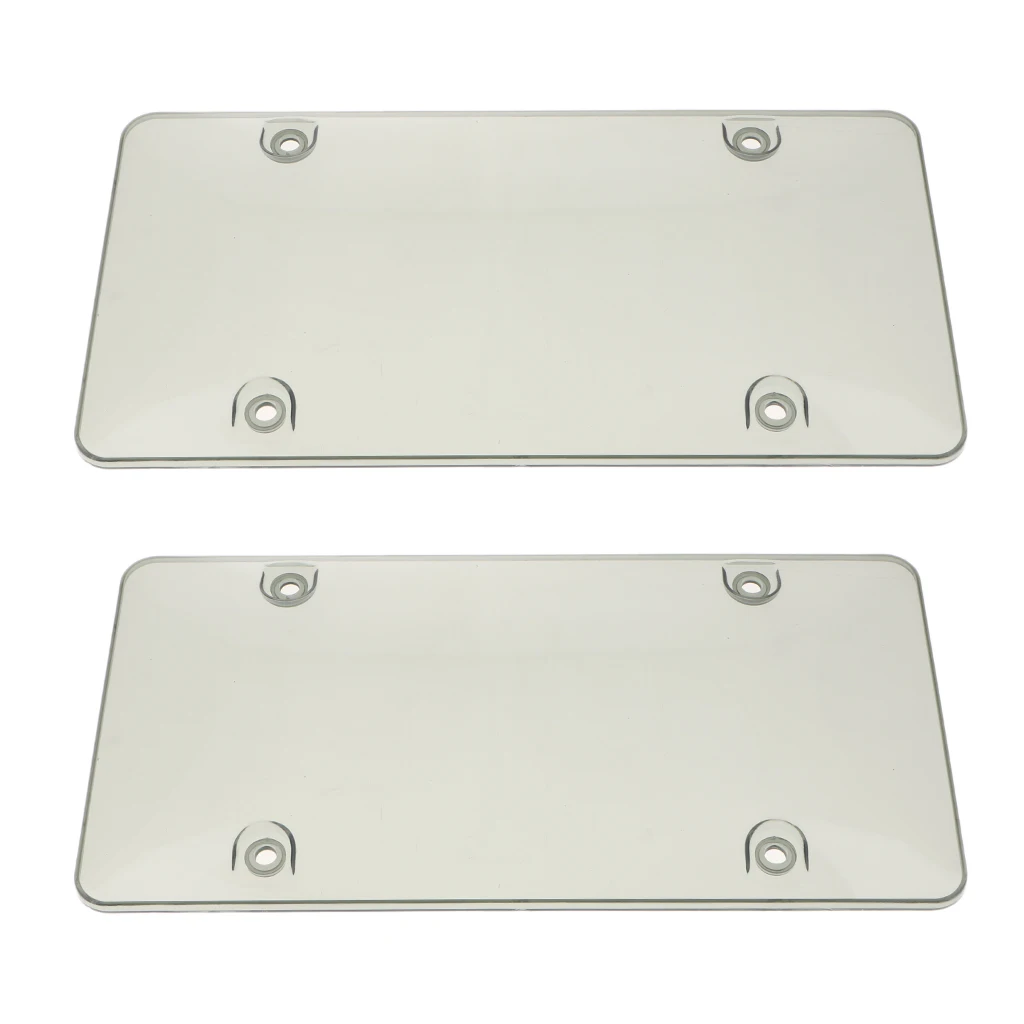 2x License Plate Frame Plastic Cover Shield For US Standard Cars W/ 4 Holes