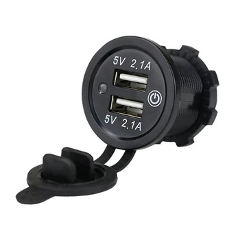 

Waterproof Blue LED 2.1A Dual USB Charger Socket Power Adapter Splitter Universal for Car Motorcycle Boat Charge