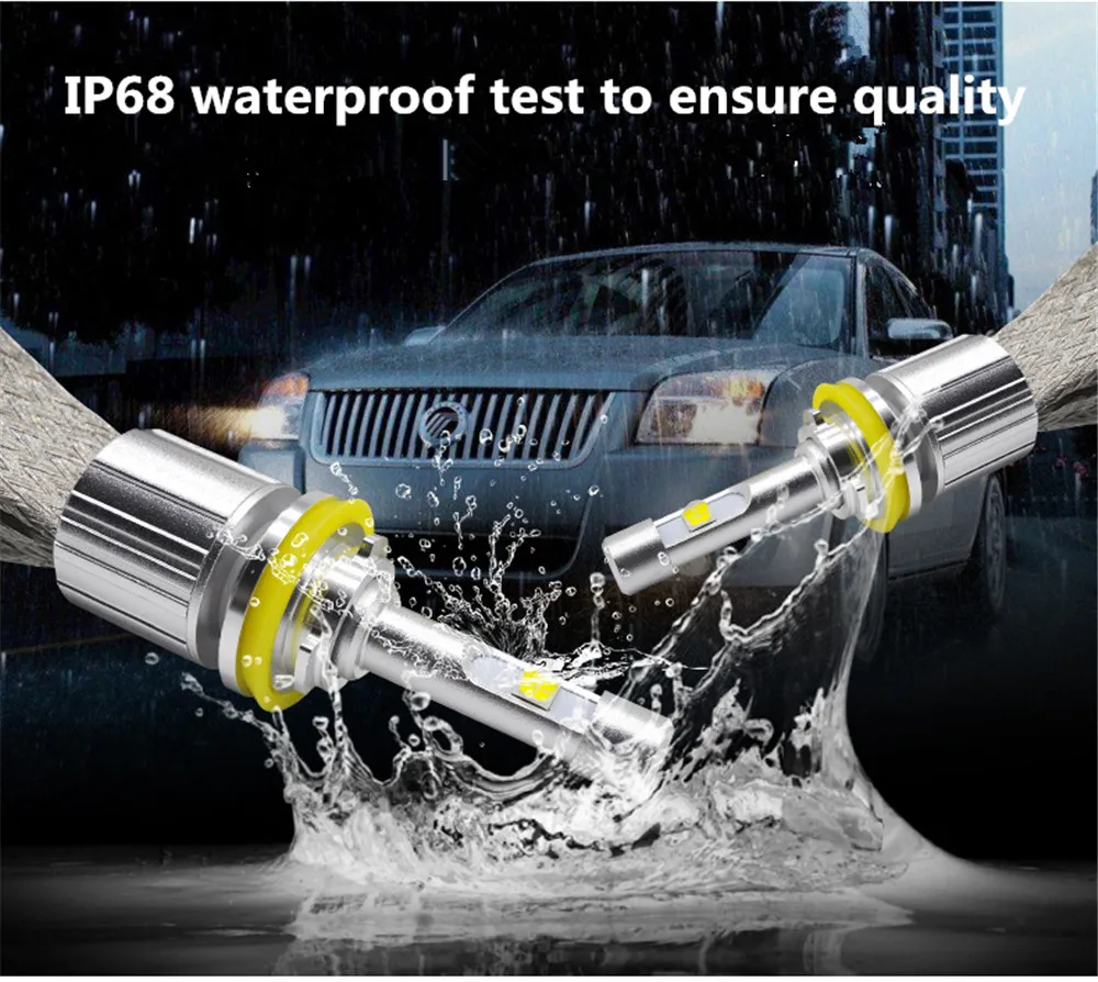 2 шт. Автомобильный свет H4 LED H7 H1 H11 9005 D1S D2S лампы 4300K желтый 104W 12000LM с XHP50
