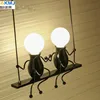 E27 Creative Iron Robot Shape Small Man Cartoon Doll Wall Mounted Lamp Sconce Lamp For Kids/Child Bedroom Corridor Living Room 2
